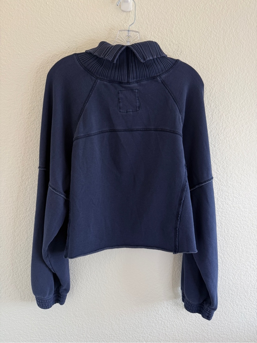 aerie Navy Ribbed Funnel Neck Sweatshirt - Picture 2 of 10